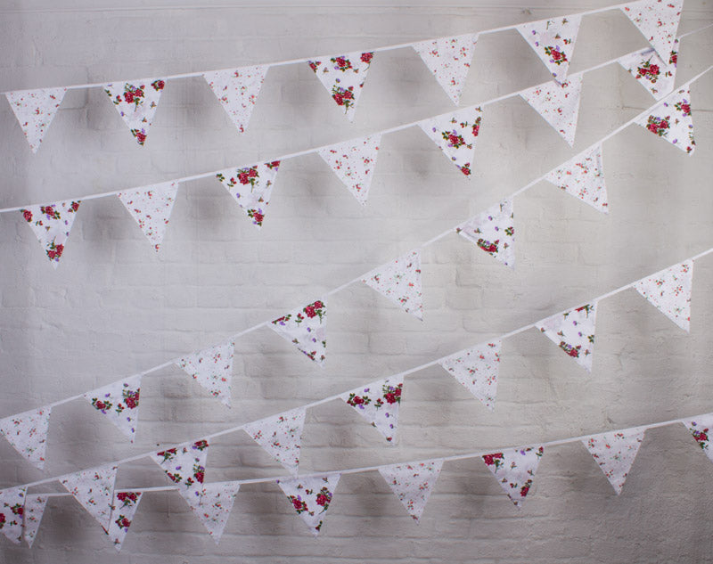White Floral Bunting