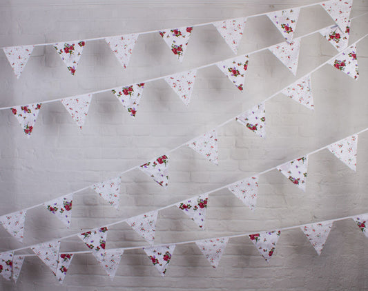 White Floral Bunting